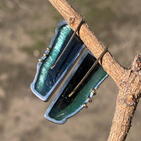 Teal, Blue, and Black Tourmaline Earrings
